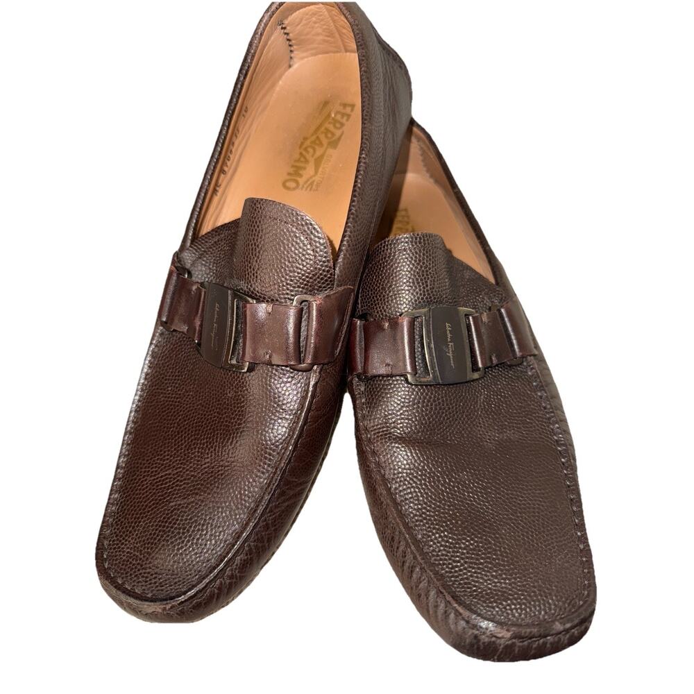 Salvatore‎ Ferragamo Men’s ‘Sardegna’ Brown Leather Loafers/Drivers Size 10